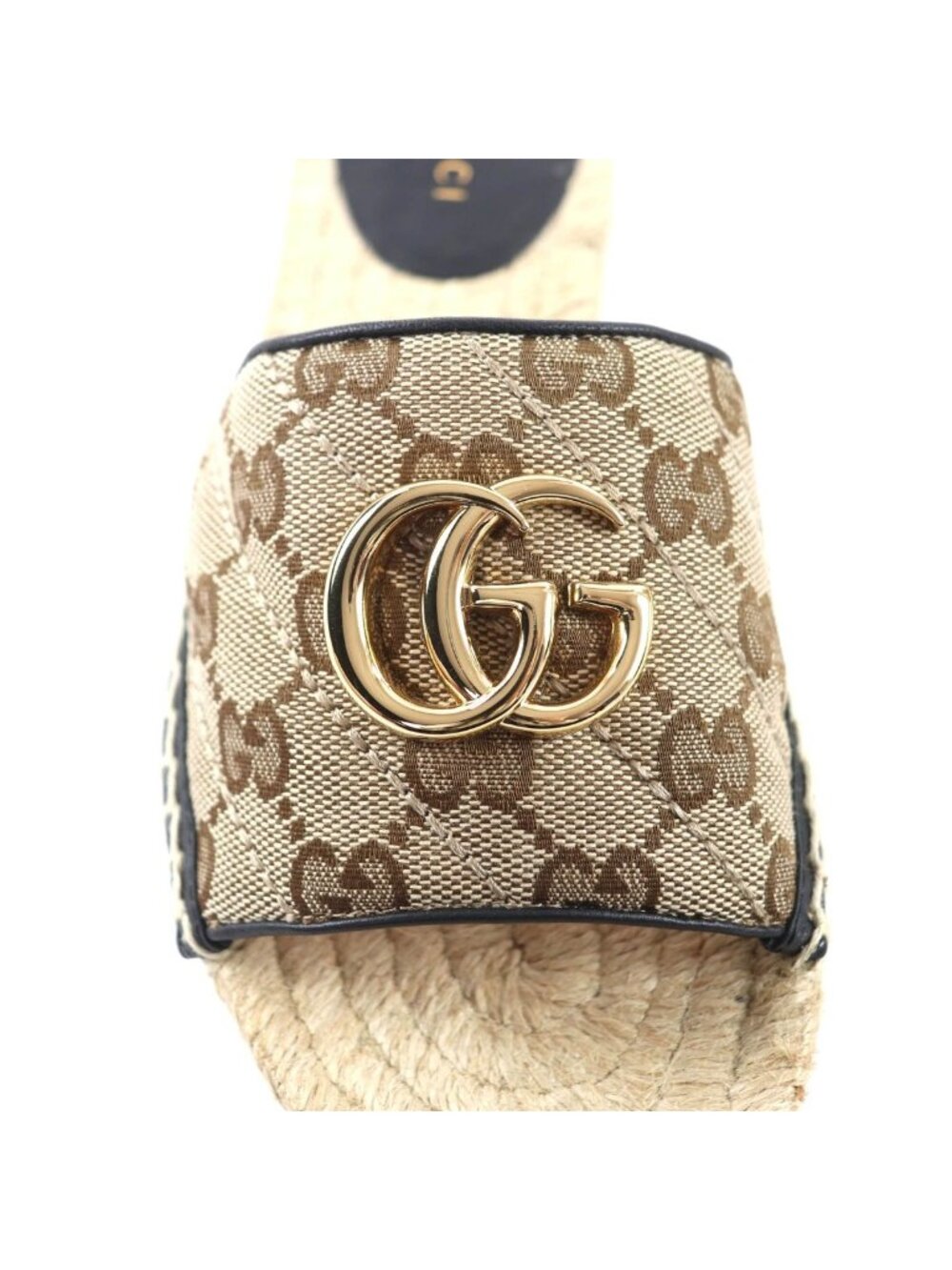 Gucci GG Canvas Marmont Espadrille Sandals Beige Gold 35 - Picture 9 of 13